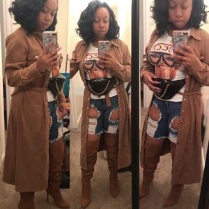 Long Brown Suede Top